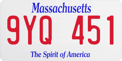 MA license plate 9YQ451