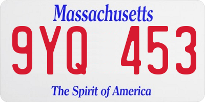 MA license plate 9YQ453