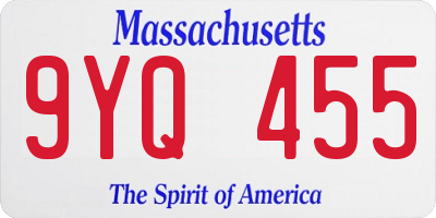 MA license plate 9YQ455