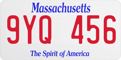 MA license plate 9YQ456