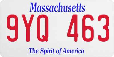 MA license plate 9YQ463