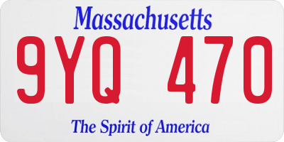 MA license plate 9YQ470