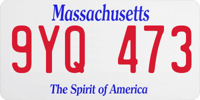 MA license plate 9YQ473