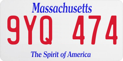 MA license plate 9YQ474