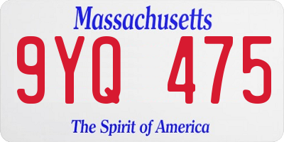 MA license plate 9YQ475
