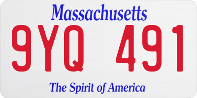 MA license plate 9YQ491