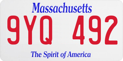 MA license plate 9YQ492