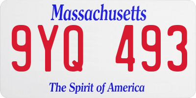 MA license plate 9YQ493