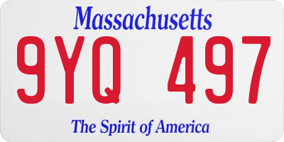 MA license plate 9YQ497
