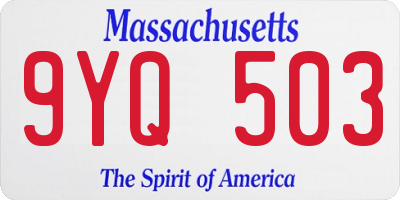 MA license plate 9YQ503