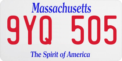 MA license plate 9YQ505