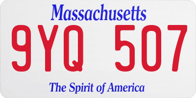 MA license plate 9YQ507