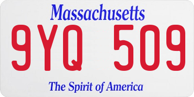 MA license plate 9YQ509
