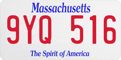 MA license plate 9YQ516