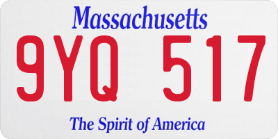 MA license plate 9YQ517