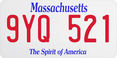 MA license plate 9YQ521