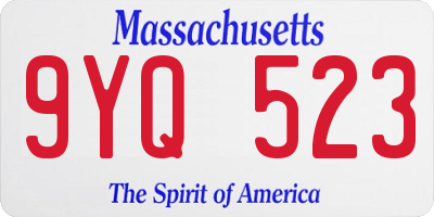 MA license plate 9YQ523