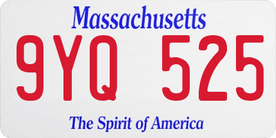 MA license plate 9YQ525