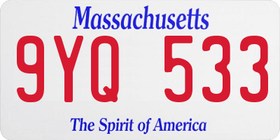 MA license plate 9YQ533