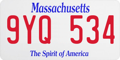 MA license plate 9YQ534