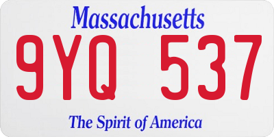 MA license plate 9YQ537