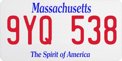 MA license plate 9YQ538