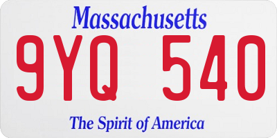 MA license plate 9YQ540