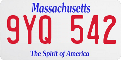 MA license plate 9YQ542