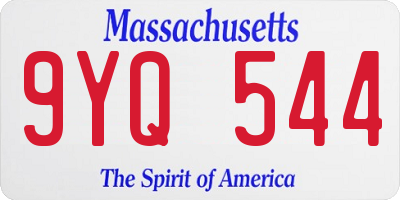 MA license plate 9YQ544