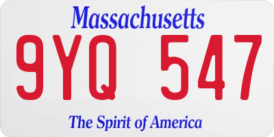 MA license plate 9YQ547