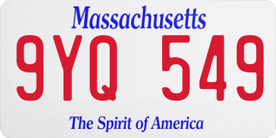 MA license plate 9YQ549
