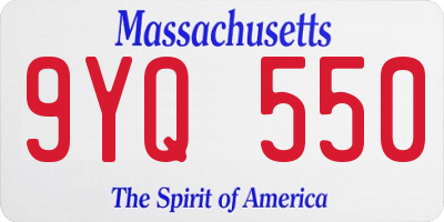 MA license plate 9YQ550