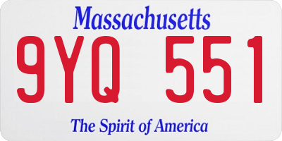 MA license plate 9YQ551