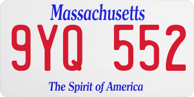MA license plate 9YQ552