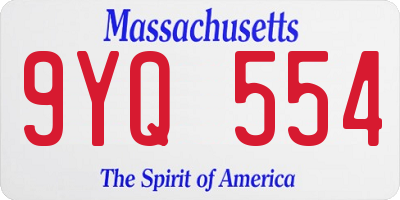 MA license plate 9YQ554