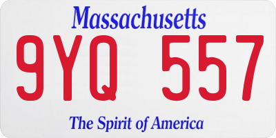 MA license plate 9YQ557