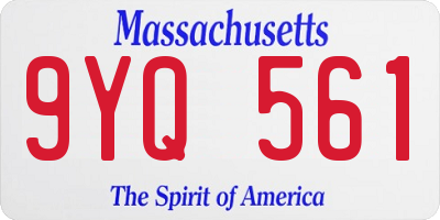 MA license plate 9YQ561