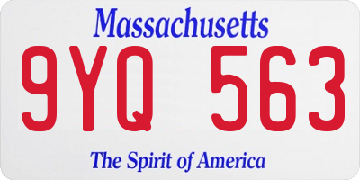 MA license plate 9YQ563