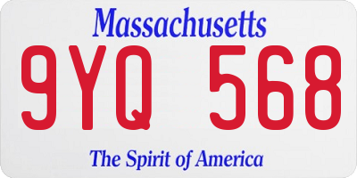 MA license plate 9YQ568