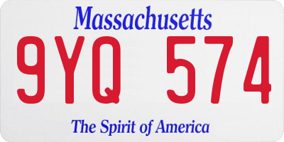 MA license plate 9YQ574