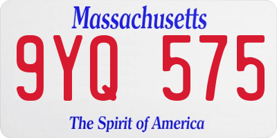 MA license plate 9YQ575