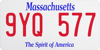 MA license plate 9YQ577