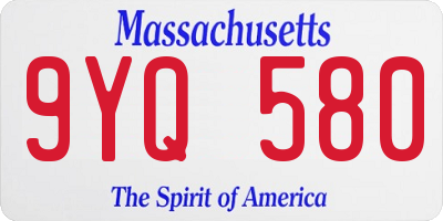 MA license plate 9YQ580
