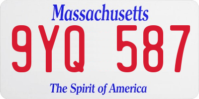 MA license plate 9YQ587