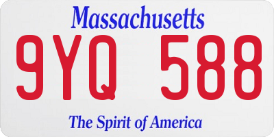 MA license plate 9YQ588