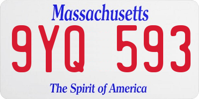 MA license plate 9YQ593