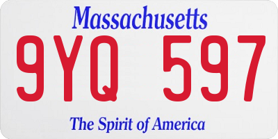 MA license plate 9YQ597