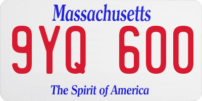 MA license plate 9YQ600