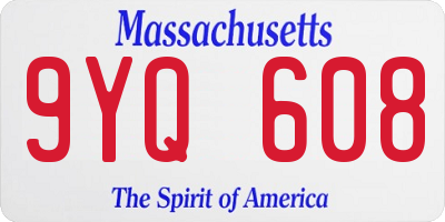MA license plate 9YQ608