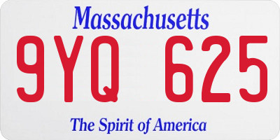 MA license plate 9YQ625